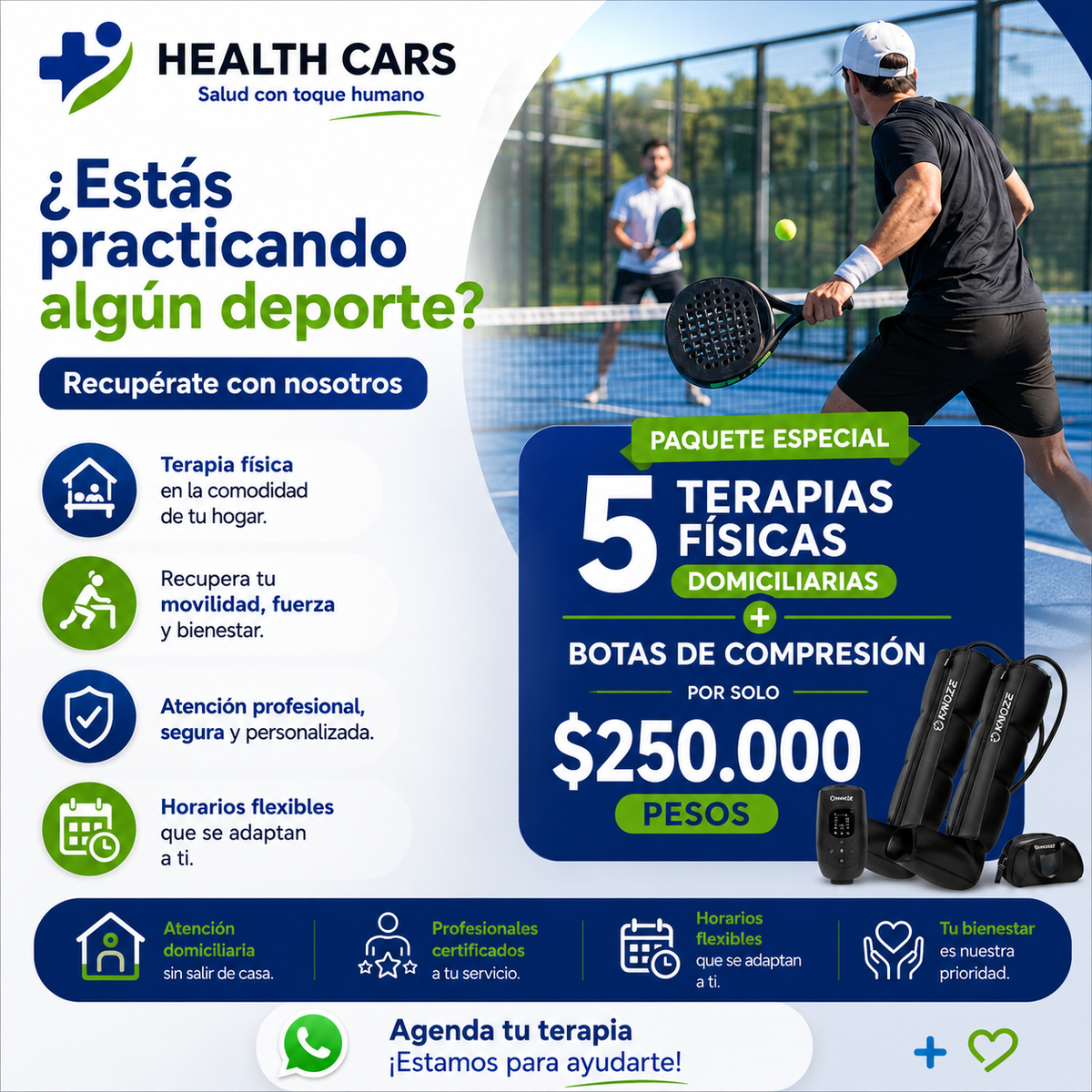 Terapia Física Domiciliaria - Paquete 5 sesiones + 1 sesión de botas de compresión
